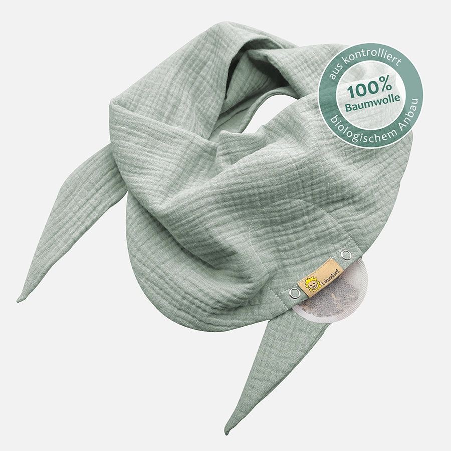 Musselin-Halstuch Maxi Pistazie mit Pad-Tasche für Kräuterpad