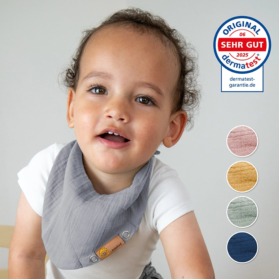 Halstuch Mini in 5 Farben (Grau, Altrosa, Senfgelb, Pistazie und Dunkelblau) mit dermatest mit Note "SEHR GUT"