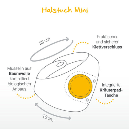 Halstuch Mini Maße (38 cm x 28cm) mit integrierter Kräuterpad-Tasche 