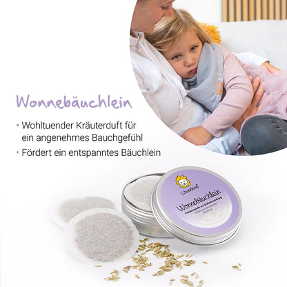 Wonnebäuchlein als wohltuender Kräuterduft für ein angenehmes Bauchgefühl. Fördert ein entspanntes Bäuchlein.